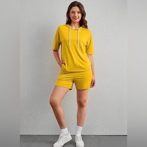 Women’s 2-Piece Yellow Hoodie and Shorts Set
